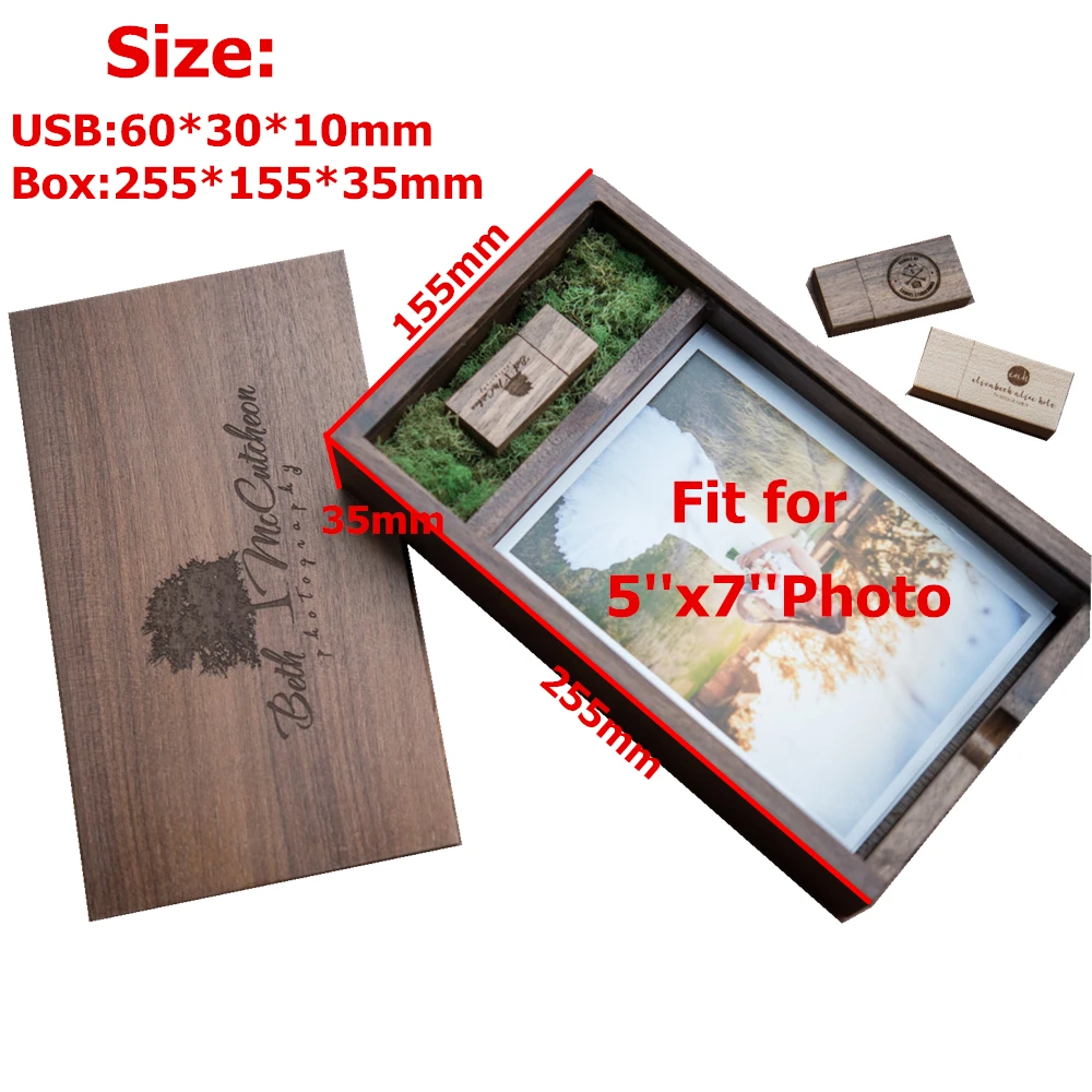 Free Custom LOGO Wood Album box (5*7 inch Photo) and Wooden USB3.0 Pendrive 256GB 128GB 64GB 32GB 16GB(Ship within 24 hours)