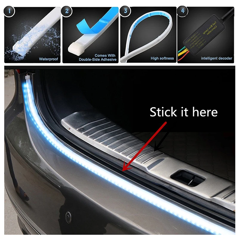 AUTBIC Amber Turn Signal Flow LED trunk Strip light Tailgate Decoration 12V Auto Rear Lamp Car Styling