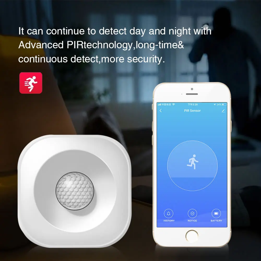 مستشعر حركة لاسلكي بالأشعة تحت الحمراء ، واي فاي ، إنذار ضد السرقة ، تحكم بواسطة تطبيق Tuya ، متوافق مع Alexa G