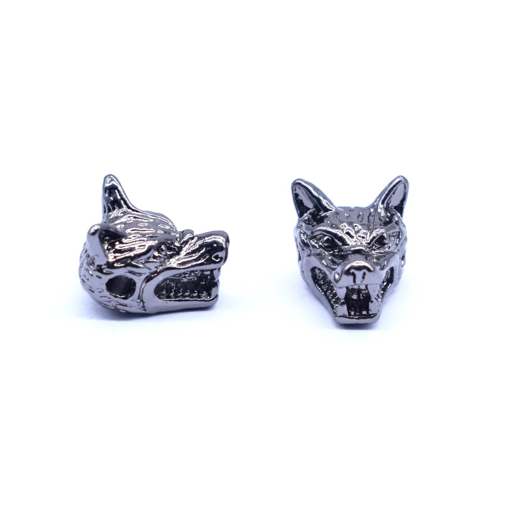 Wholesale 10 pcs/lot New Arrival Animal Style Bracelet Accessories Wolf Head Beads for Jewelry Making DIY Components