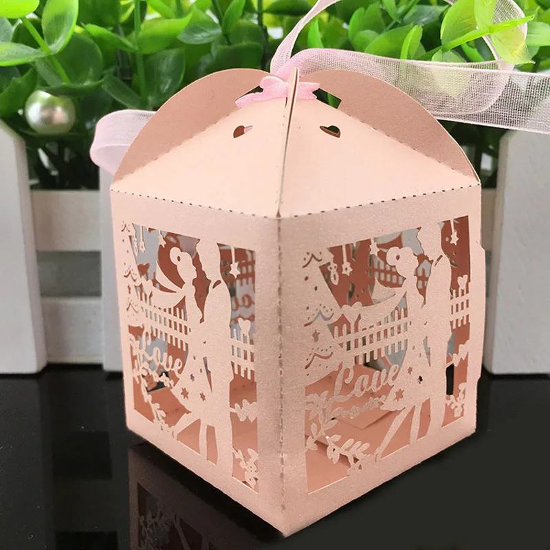 50Pcs Groom And Bride Laser Cut Candy Box Wedding Favors And Gifts Box Baby Shower Chocolate Box For Party Decoration Supplies