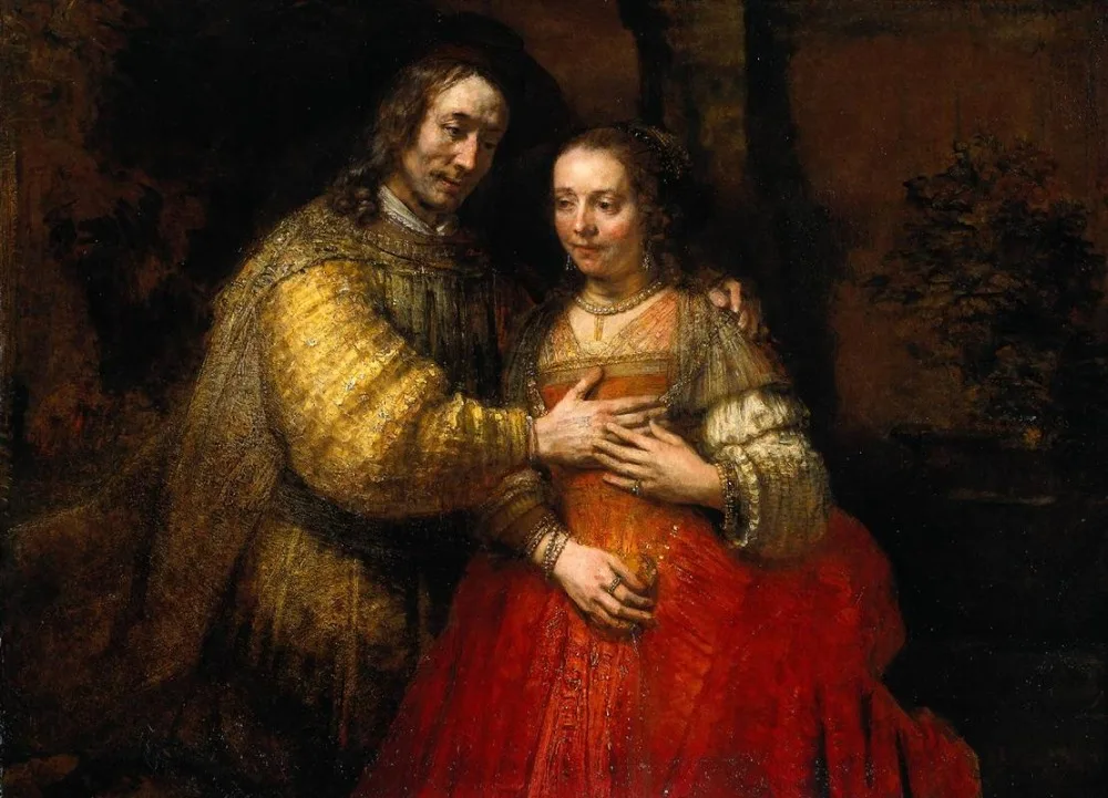 Reproducción de pintura al óleo 100% hecha a mano sobre lienzo de lino, la novia juez-1666 de Rembrandt Van Rijn, pintura al óleo hecha a mano