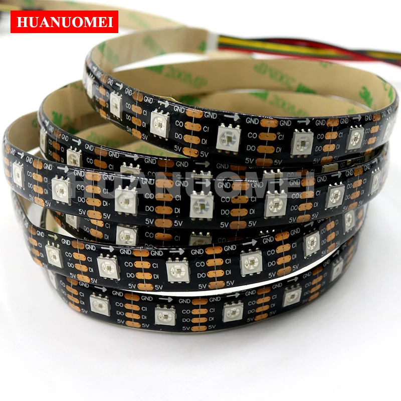 5M 72LEDs/m APA107 Addressable LED Strip APA102 Digital RGB 5050 SMD Flexible Tape,DC5V input,5M/Roll,BLACK PCB,Waterproof IP65