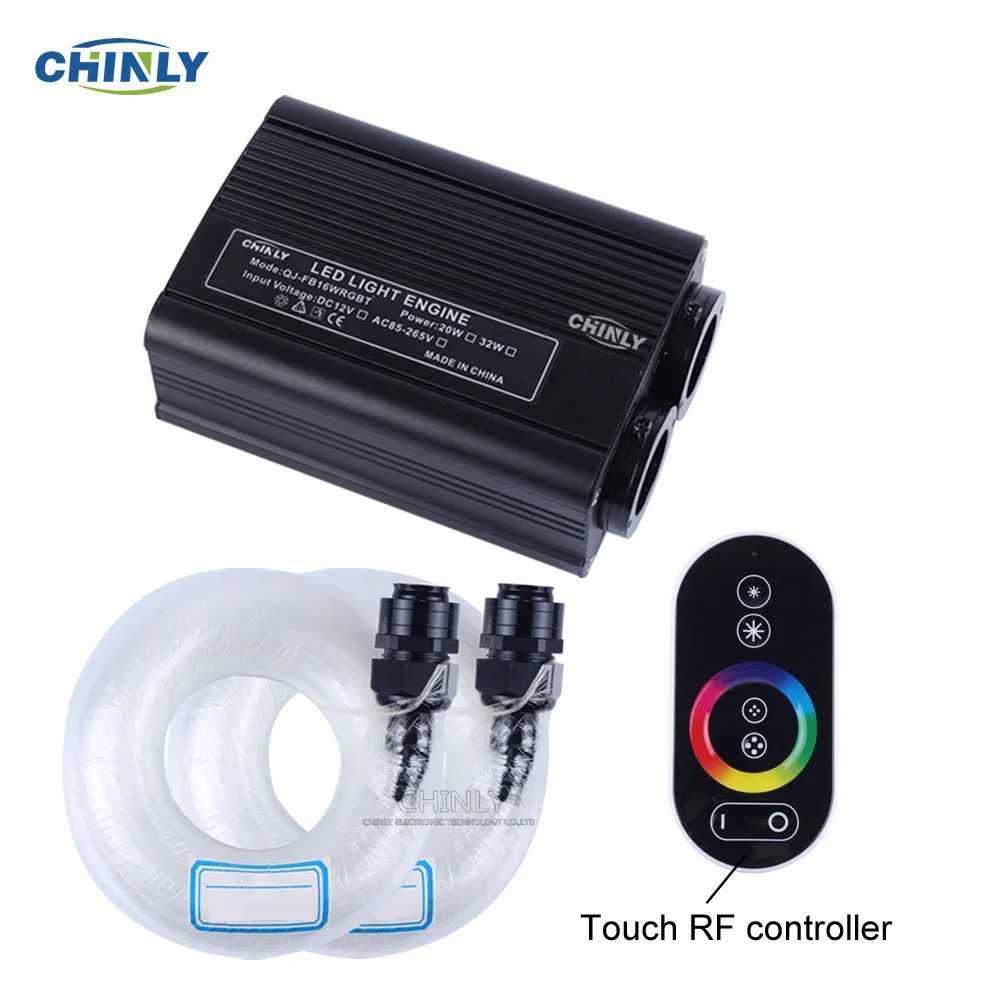 

32W RGBW LED Fiber Optic Engine Driver double Light Source heads RF Touch Remote Controller for all fiber optic Cable Lighting