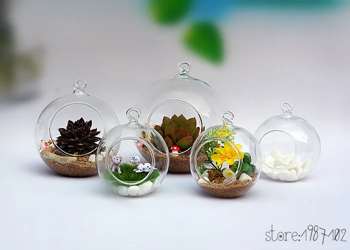 8Pcs 6/8/10cm Hanging Tealight Holder Glass Globes Terrarium Wedding Candle Holder Candlestick Vase Home Hotel Bar Decoration