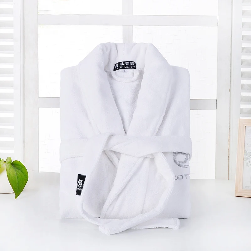 Men's Luxury Thick Long White Bathrobe, Cotton Robe, Soft Towel, Fleece, Plus Size, XXL, Nightgown, Kimono Robe