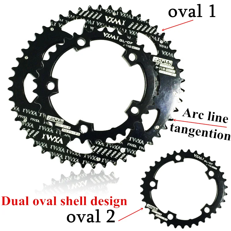 Bicylcle Crank 110BCD 50/35T 700C Road Bike 7075-T6 Alloy Oval Chainwheel Kit Ultralight Ellipse Climbing Power Chain Plate Set