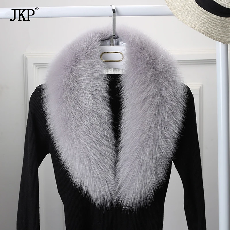 100% Real Fox Fur Collar Natural Fur Scarf Multicolor Scarves Women\'s Overcoat Shawl Scarf Women Large Fur Collar Scarve