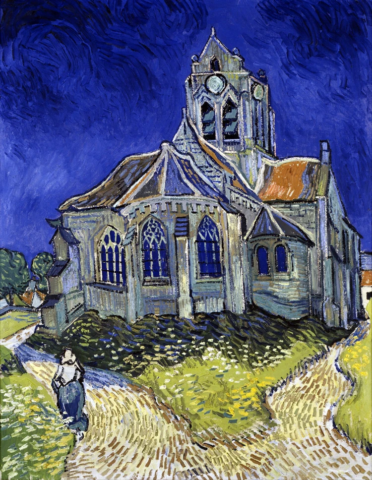 canvas paintings frameless landscape masterpiece reproduction The Church in Auvers-Sur-Oise, c.1890  By: Vincent van Gogh