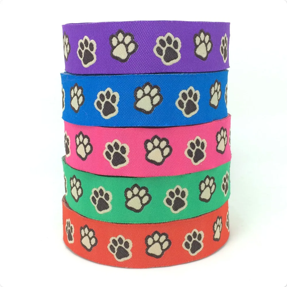 NEW wholesale 7/8'(22 mmx10yards) 100% Polyester Woven Jacquard Ribbon cartoon ribbon 5 colors Footprint