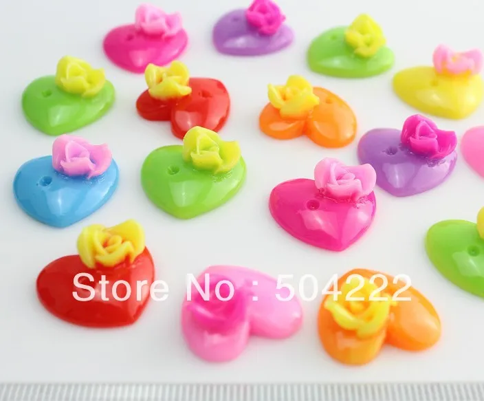 set of 250pcs lovely assorted heart with flower resin Cabochon for Kawaii Decoden DIY Projects-SZ0389 D25