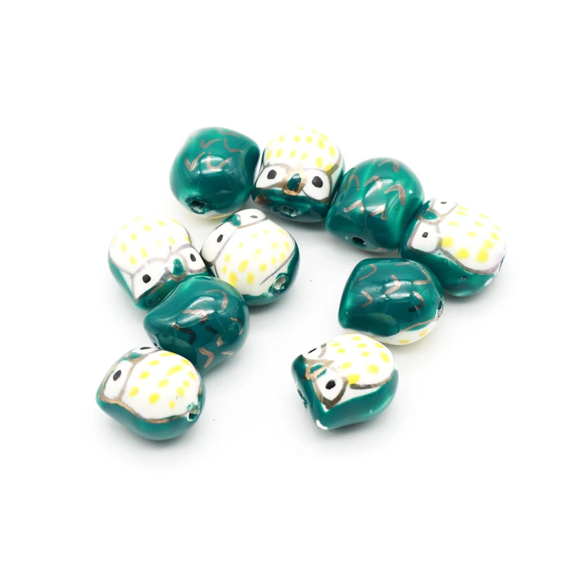 Hot Fashion 50pcs/lot Animals Beads 11 Colors To Choose 16x14mm Owl Shape Ceramic Beads Fit Bracelets Jewelry Charm Handmade DIY