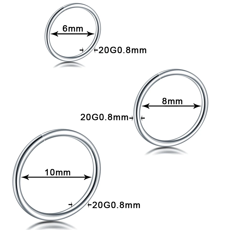 1PC Stainless Steel Seamless Hinged Nose Hoop Rings Piercing Adjustable By Hand Ear Septum Cartilage Helix Piercing Sexy Jewelry