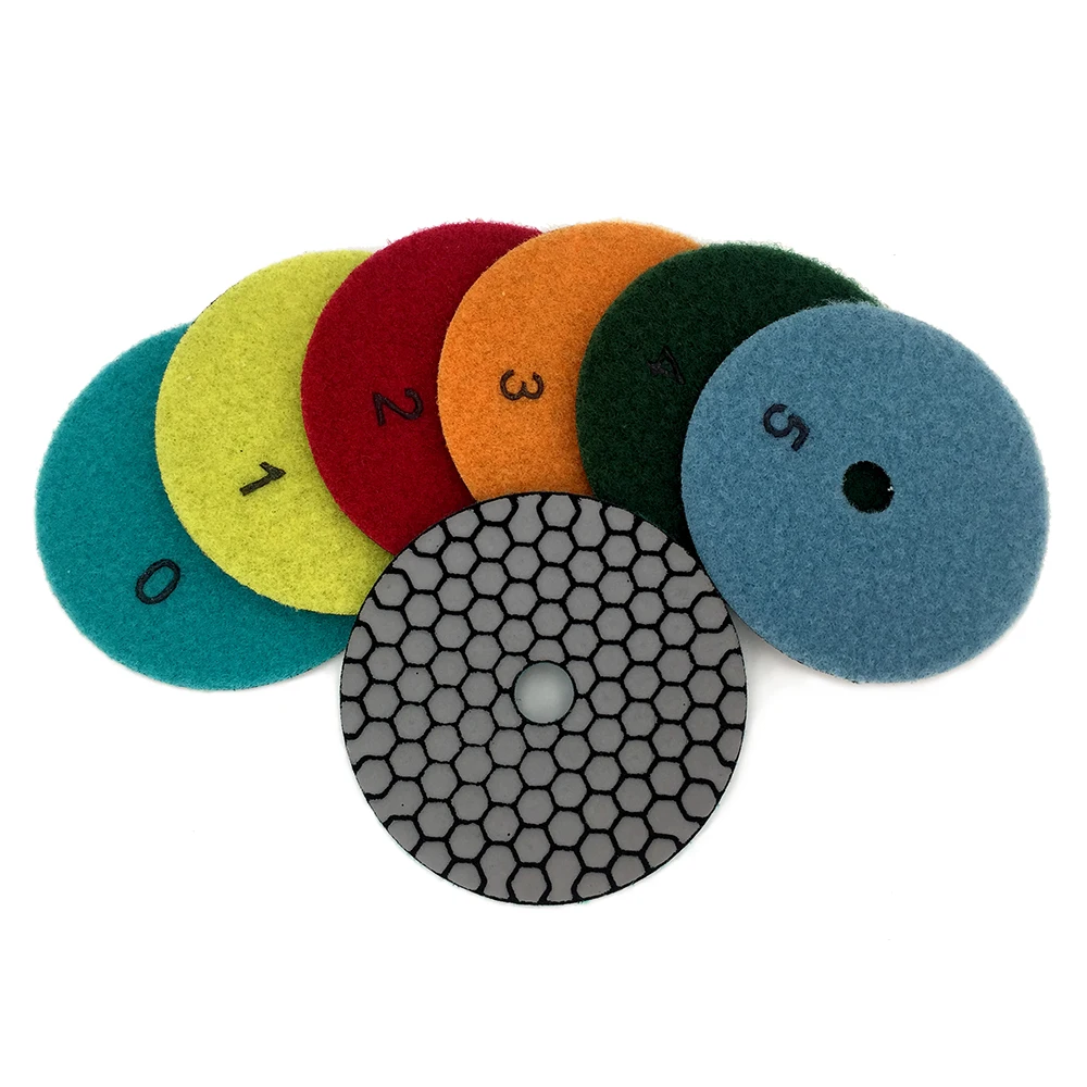 RIJILEI 6 Pcs 100mm Dry Polishing Pad 4 Inch Sharp Type Diamond Polishing Pads For Granite Marble Sanding Disc  Stone