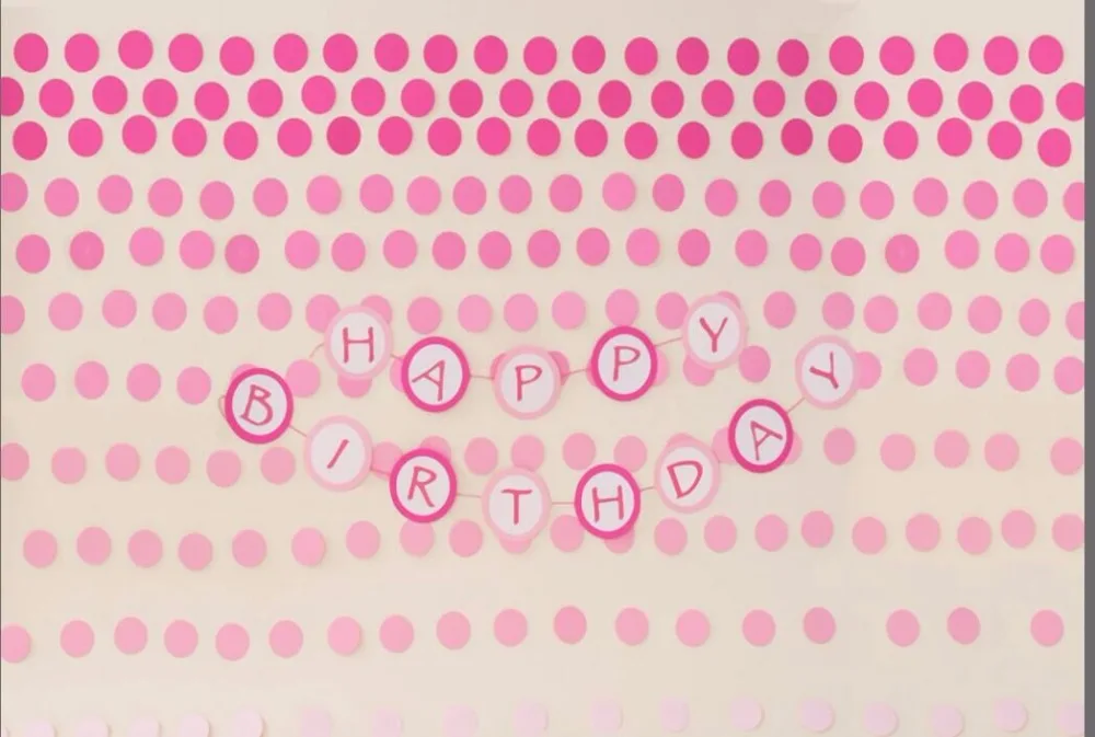 

7x5FT Pink Polka Dots Happy Birthday Party Event Children Custom Photo Studio Backdrop Background Vinyl 220cm x 150cm