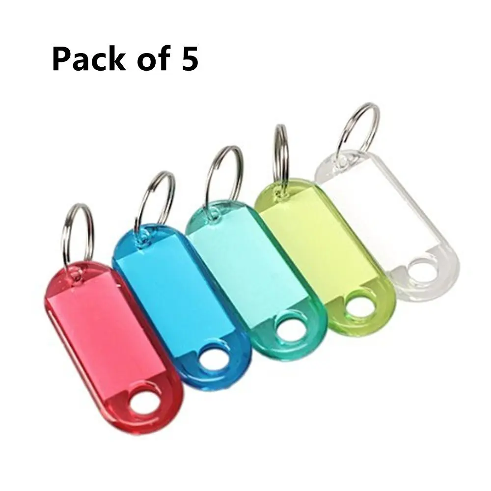 15PCS Assorted Color Coded Key Id Label Tags Split Ring Keyring Keychain Key Tag with Label Window