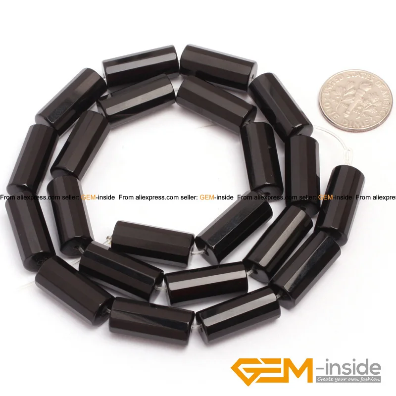 Column Tube Faceted AA grade Black Agates Beads Natural Stone Bead DIY Loose Bead For  Jewelry Making Strand 15\