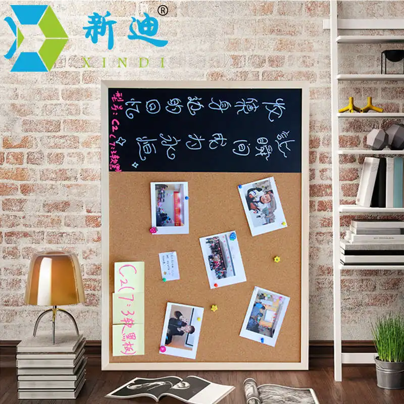 New 30*40cm Bulletin Board Blackboard Cork Board Combination 1:3 Wooden Frame Message Board Home Photos Write Notes Chalkboard