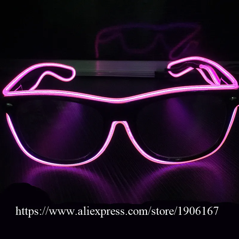 

3 Modes Colorful El Wire Glasses Fashion Neon Luminous Party Glowing Glasses Classic LightingToys For Dj Bright Sun Glasses 5Pcs