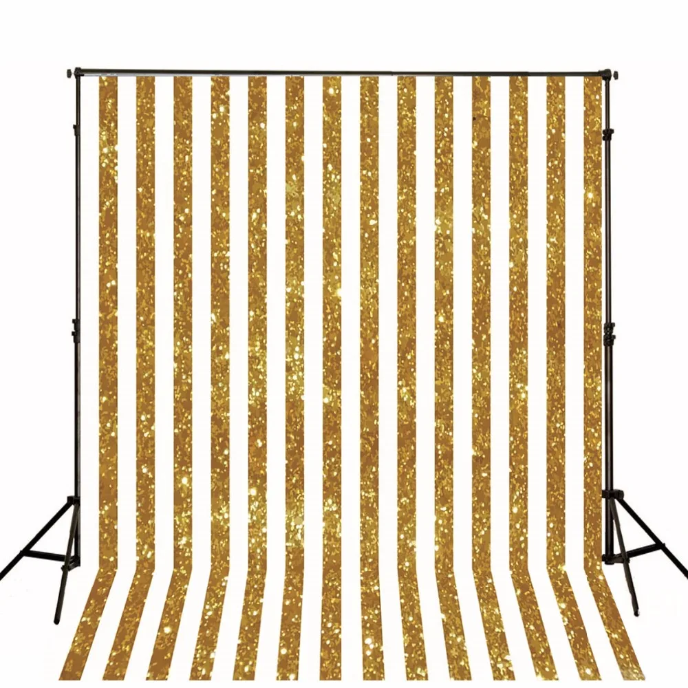 VinylBDS10X10FT Stripe Backdrop Photography Sparking Gold Thick Cloth Background Photography Children Backdrops For Photo Studio