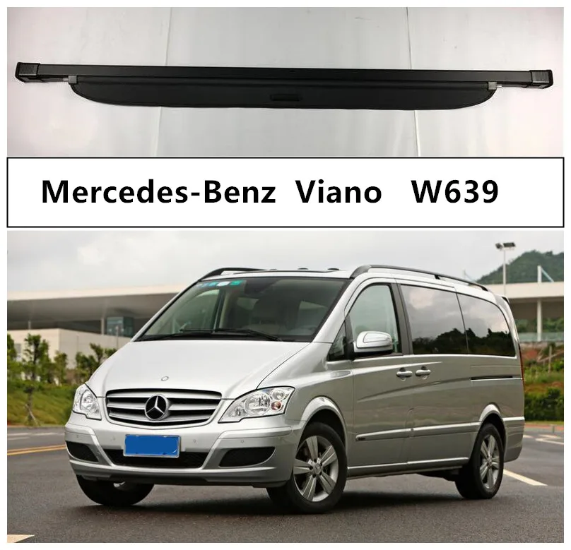 Rear Trunk Cargo Cover For Mercedes-Benz V Class W639 Viano 2009-2020 High Qualit Car Security Shield Accessories Black Beige