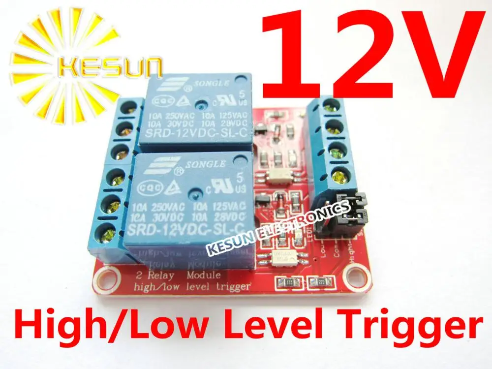 10PCS/LOT 2 Channel 12V High/Low Level Trigger Relay Module With Optocoupler for SCM Household Appliance Control