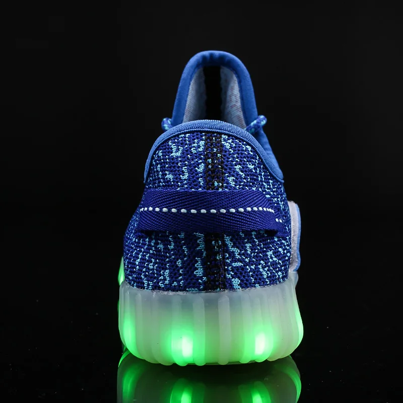 Com Carregador USB Crianças Sapatos LED Unisex Casual Sports Lace Up Shoes Boys & Girls Sneakers Moda Para Kids & Adulto Tamanho 34-46