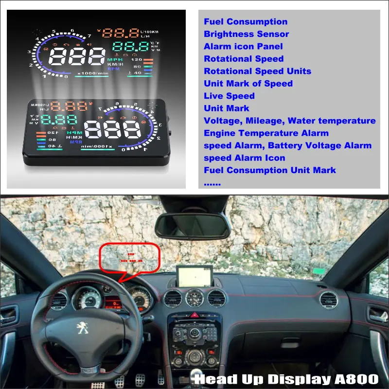 

For Peugeot RCZ 2009-2019 Car HUD Head Up Display Electronic OBD Projector Windshield Safe Driving Screen Plug And Play