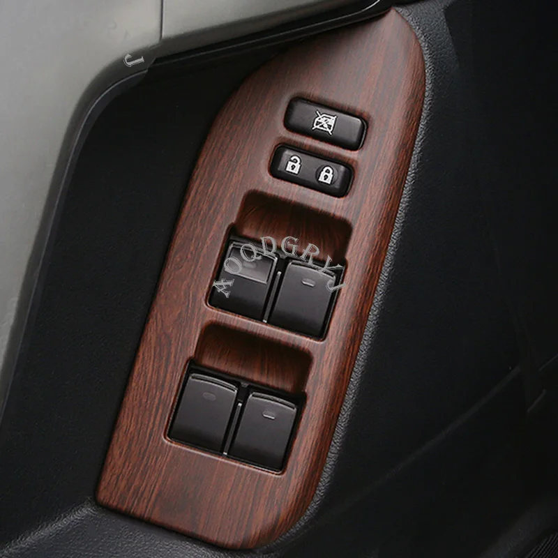 Matte Peach wood grain texture Car Window Lift Button Panel Trim 4PCS For Toyota Land Cruiser Prado FJ150 2010-2019