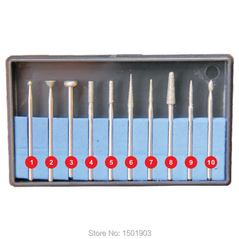 10pcs dental lab 2.35mm shank popular HP diamond burs KIT