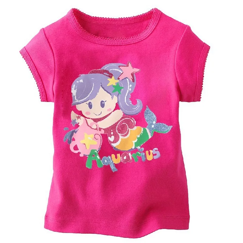 Aquarius Girls T-Shirts Pink Baby Girl T Shirts Tops Summer Short Sleeve Children Clothes Outerwear blouses