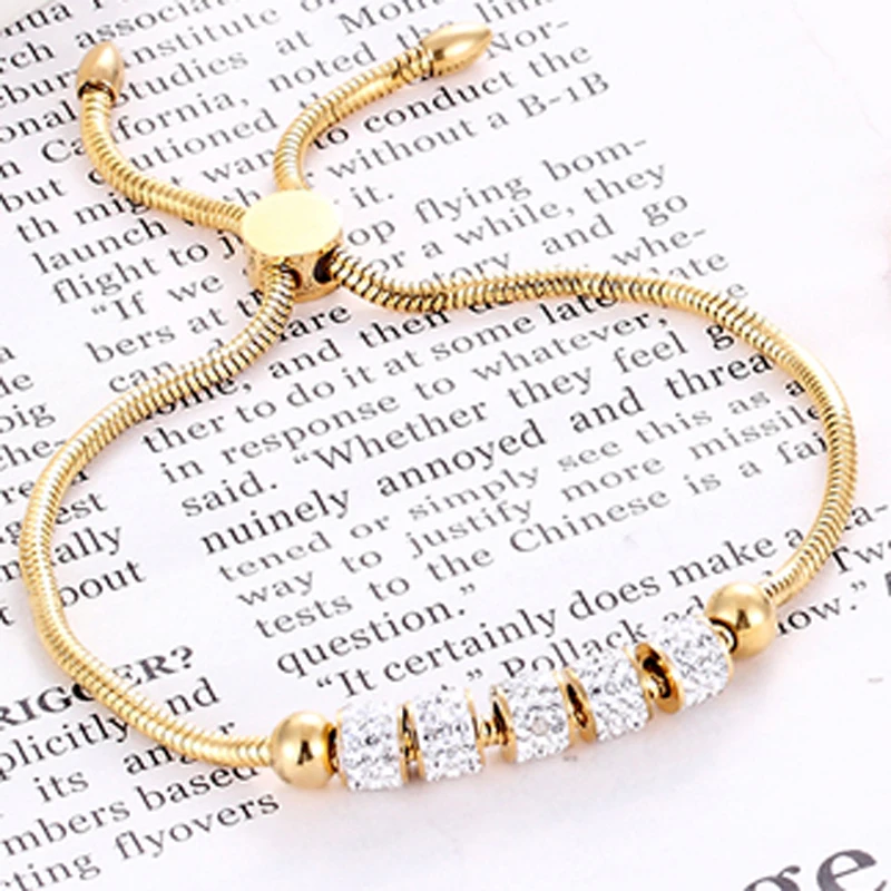 Top Quality Beautiful Five Circles Full Zircon Bracelet Gold Color Adjustable Bracelet Gift Jewelry For Women And Children