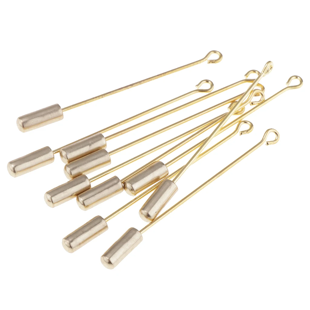 10PC 5cm Cylinder Glue On Pad Lapel Stick Pin Clutch Boutonniere Pin Stainless Steel Brooches Fashion Jewelry