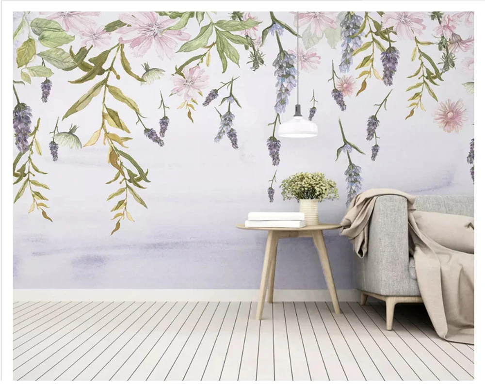 

beibehang papel de parede Super silky thickening wallpaper Nordic hand-painted European floral living room background wall paper