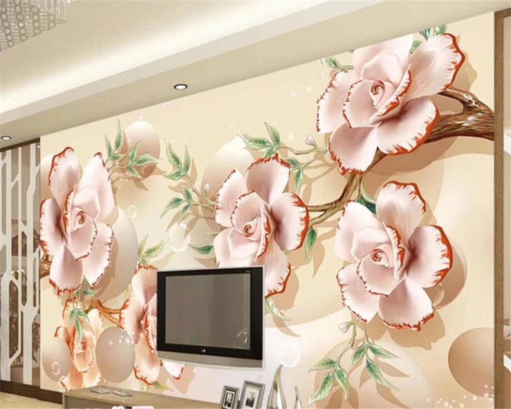 beibehang Custom wallpaper 3D papel de parede mural circle flower TV background wall solid mural wall papers home decor 3d mural