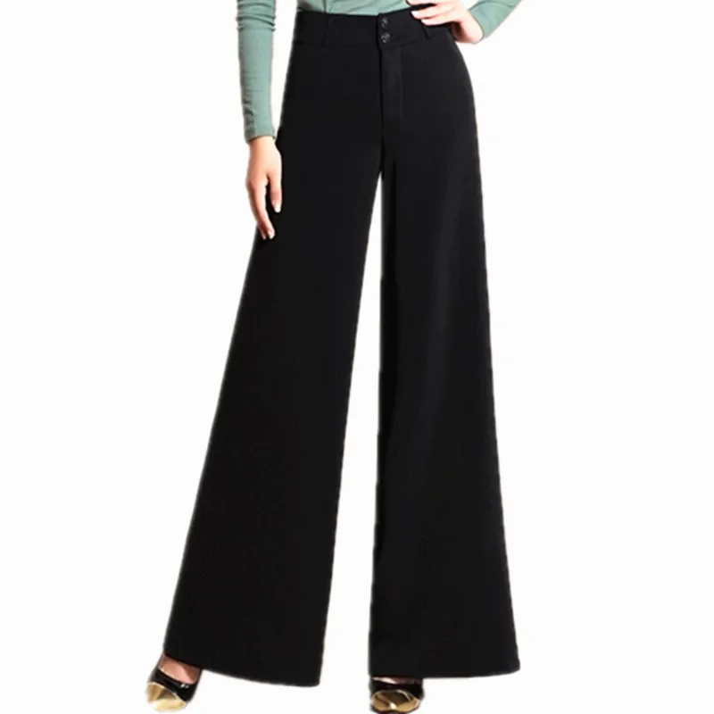 

Trousers For Women 2017 New Fashion Winter Black Wide Leg Pants S-3XL Large Size Ankle-Length Loose Female High Waist Pants