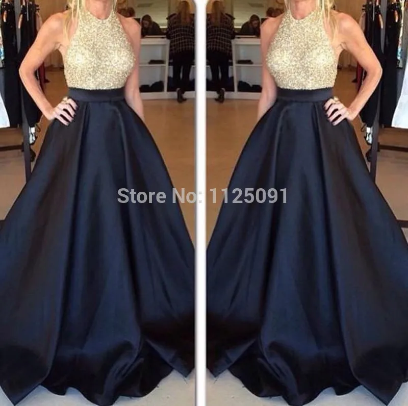 Stunning New Collections A-line Prom Dress with Sparkling Beads Sequined Vestidos Festa Formal Dress Evening Gowns Backless