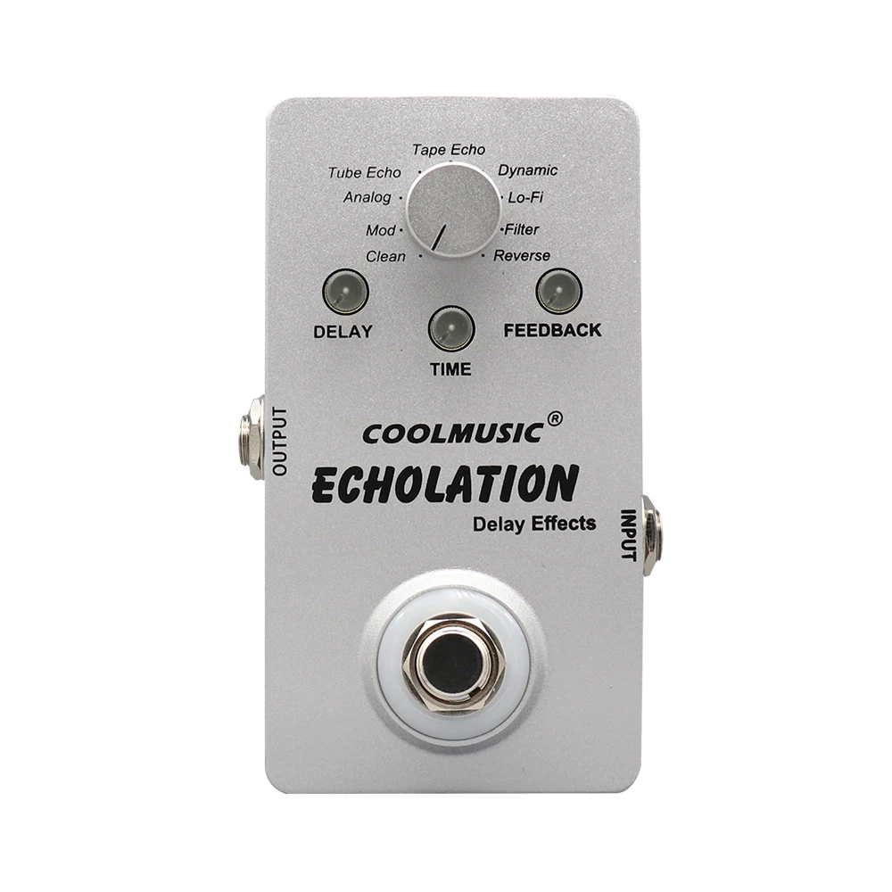 COOLMUSIC A-DE01 Echolation Guitar Accessories Digital Electric Guitar Delay Pedal with 9 Effects True Bypass Full Metal Shell