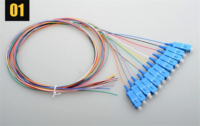 Coletas ópticas SC, 12 núcleos de colores, 1,5 m, fibra SM G652D, casquillo Clase A, cable de coletas ftth SC UPC, 12 puertos, suministro de fábrica ELINK