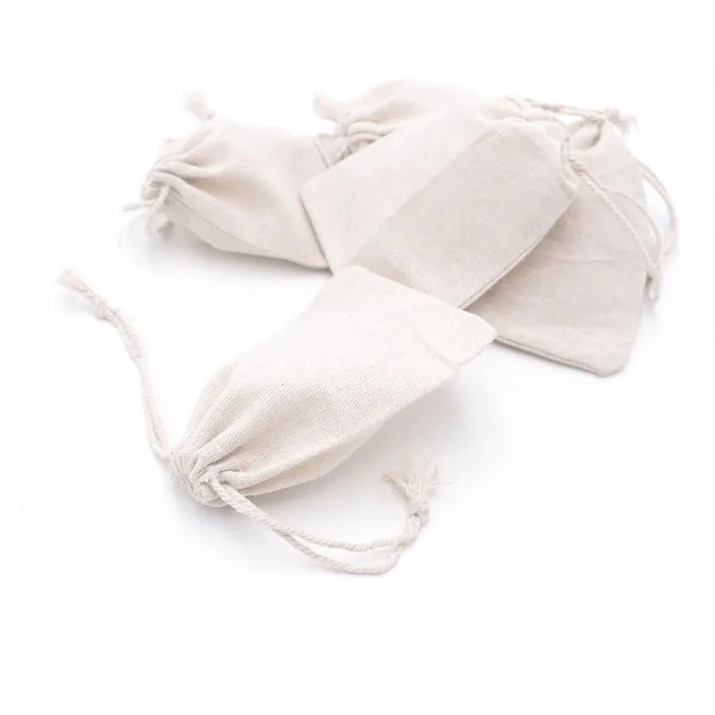 Cotton Linen Bag Pouches Jewelry Packaging&Display Earring Storage Drawstring Festival Favor Gift Package Beaded Bag 10pcs/lot