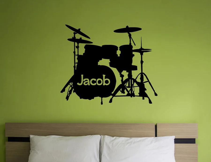 Drum Set Wall Decal Custom Nam - огляд і ціна Musical Instrument With Names
