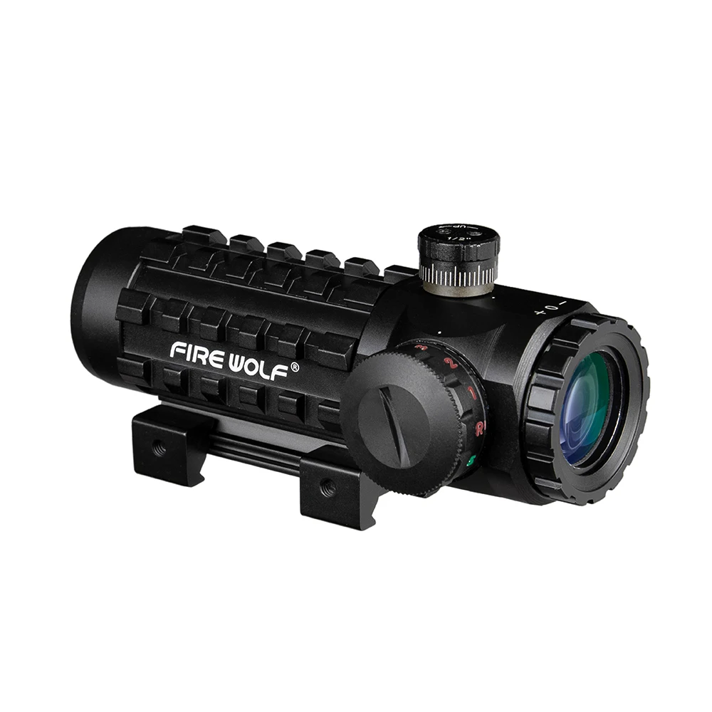 Imagem -02 - Tactical Caça Óptica Riflescope 3x28 Verde Vermelho Ponto Mira Transversal Escopo Universal 11 20 mm Ferroviário Rifle Escopos