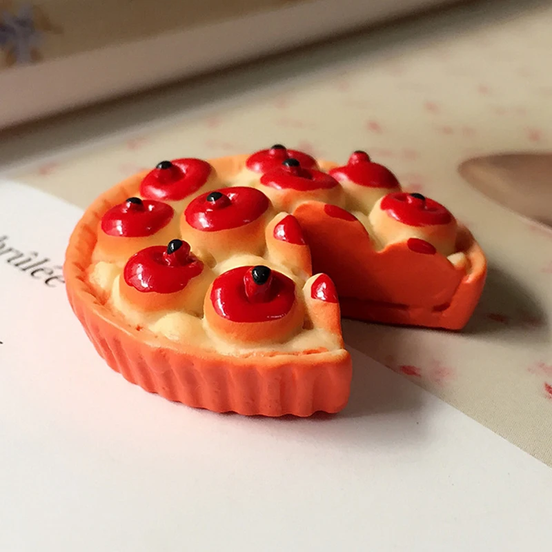 INKANEAR Apple pie Two Pieces Shokugan Decor Figurine Cabochon Toys Dollhouse/Miniatures DIY Phone Case Accessories Material