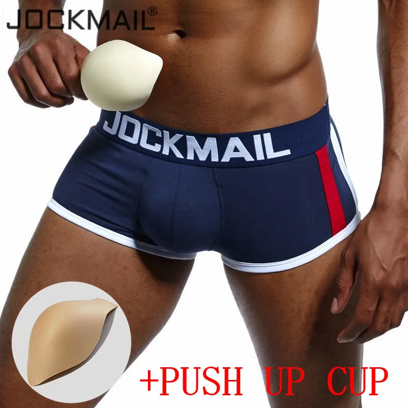 

Трусы-боксеры JOCKMAIL мужские, Брендовое нижнее белье, пикантные трусы с чашкой пуш-ап, брифы для геев, увеличивающие рост