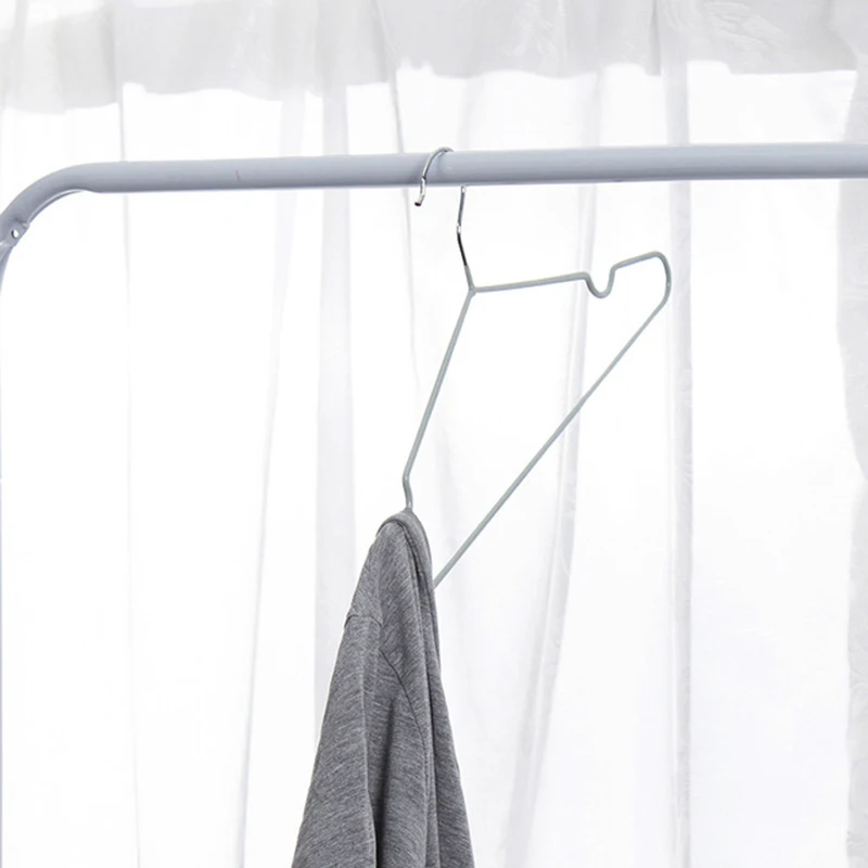 10Pcs T Shape Steel Wire Hangers For Adult Clothes Coat Storage Rack Drying Anti-skid Hanging Wardrobe Organizer Holder 40cm