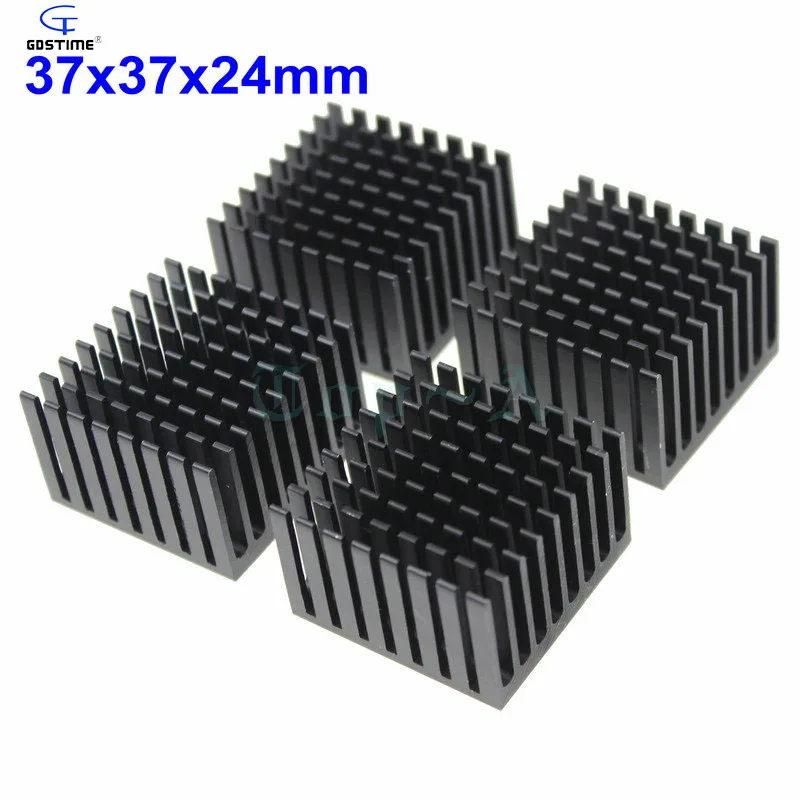 

Gdstime 5pcs Aluminum Heatsink 37x37x24mm Black Anodized Heat Sink with High Quality 37mm