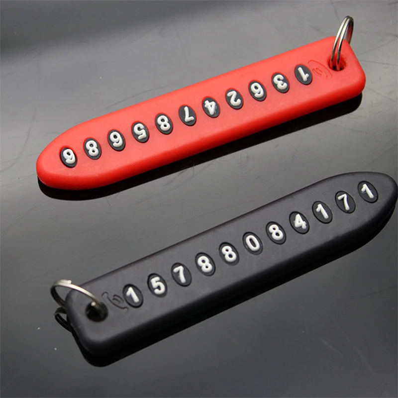 OVERE 1PC Car Keychain Anti-lost phone number plate For Saab honda civic Skoda Octavia A7 A5 Rapid Fabia Yeti Renault Duster view 5