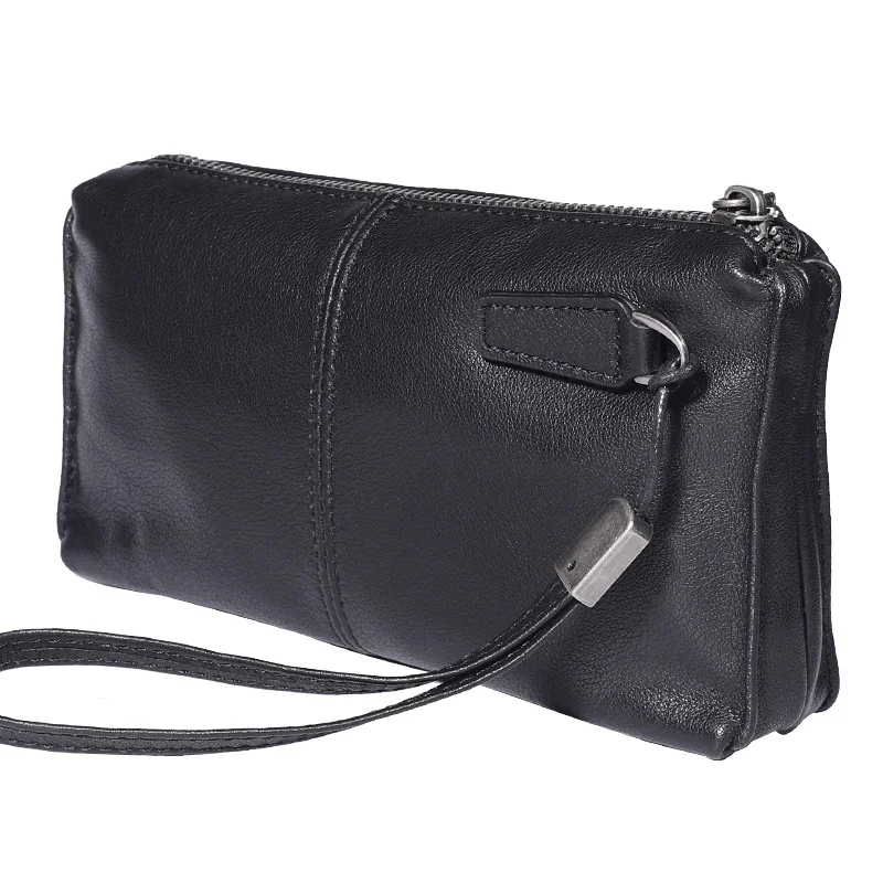 AETOO Original hand-made vintage genuine leather long Clutch leather soft handbag clutch large-capacity youth hand strap