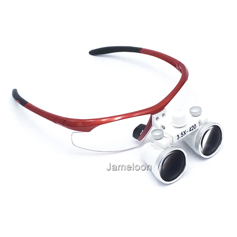 3.5X Times Magnification Surgical Loupes Enlarger Adjustable Eyes Distance Angle Red Color Glasses Dental Surgrey Magnifier