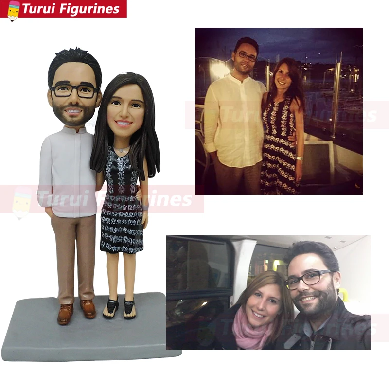 Personal Sculpture anime couple figurines bobblehead personalized two people photos to figurines bobble head customized dolls